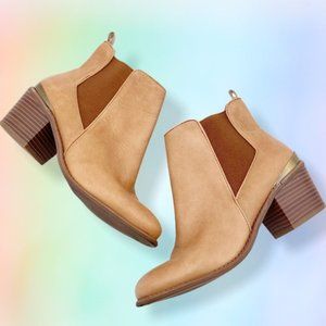 INC tan leather Chelsea ankle booties